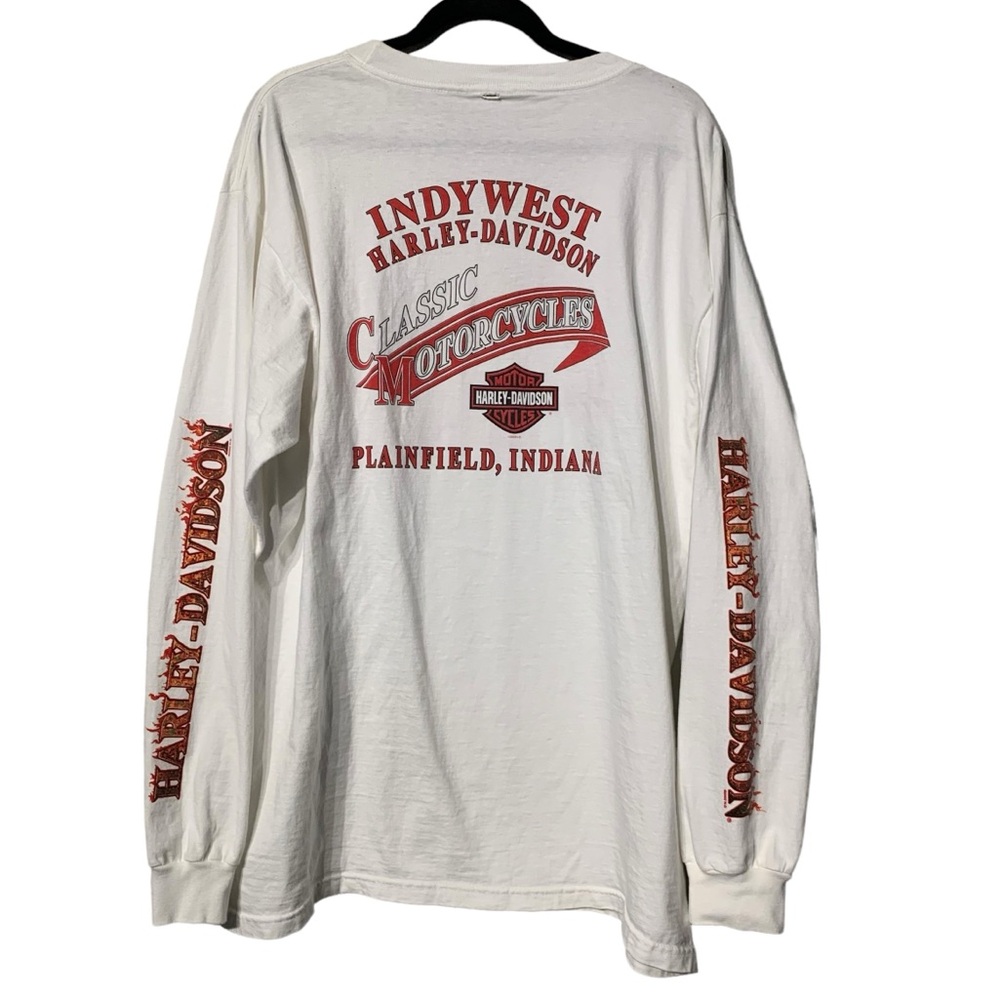 Vintage 2002 Harley Davidson Flaming Eagle Long Sleeve Tee Indy West L XL - Picture 6 of 11